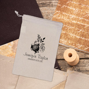 Custom Floral Sewing, Handmade Business Large Rubber Stamp