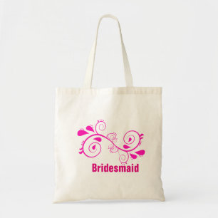 Custom Floral Swirl Bridesmaid Wedding Tote Bag