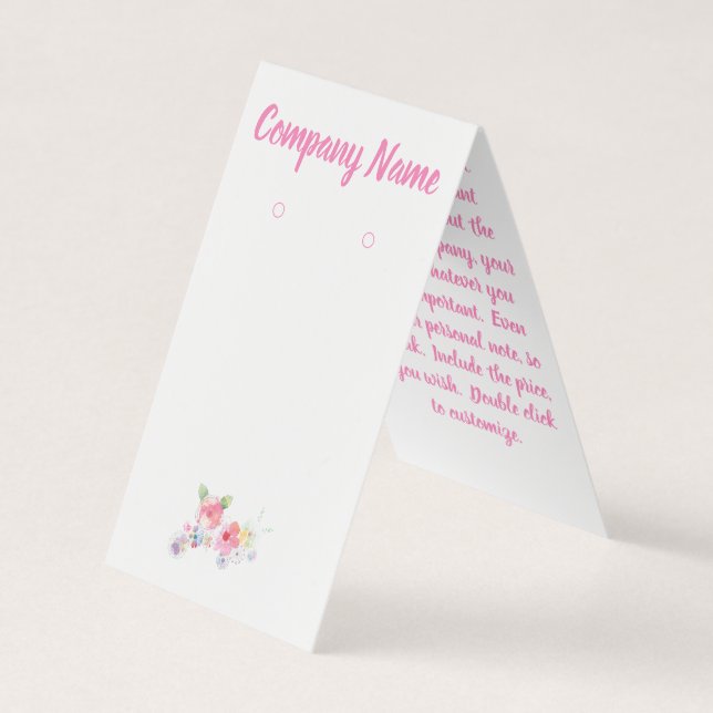 Custom Floral Tented Earring Display Cards (Front)