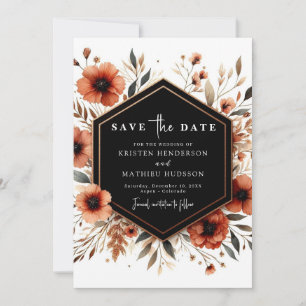 Custom Floral Terracotta Wedding Save The Date