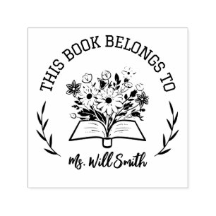 Custom Floral This Book Belongs To Teacher  Self-inking Stamp