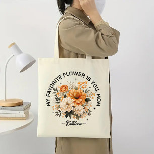 Custom Floral Tote Bag for Mum, Mother's Day Gift