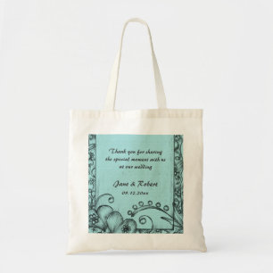 Custom floral wedding favour thank you bag. tote bag