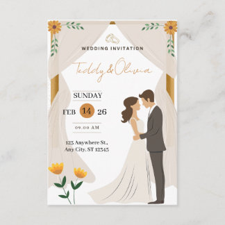 Custom Floral Wedding Invitation - Elegant Bride 