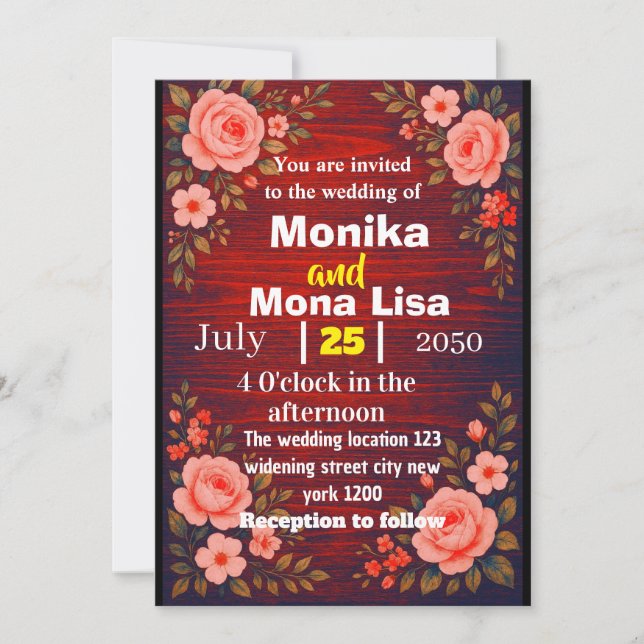 Custom floral widening  invitation (Front)