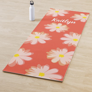 Custom floral yoga mat with daisy flower design