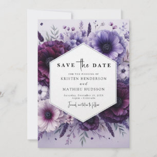 Custom Florals Purple Floral Wedding Save The Date