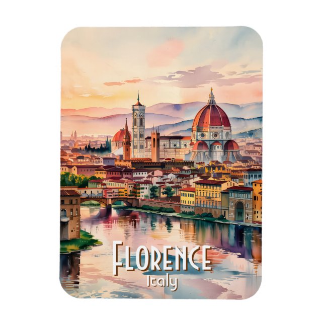 Custom Florence Duomo Cathedral Watercolor Skyline Magnet (Vertical)