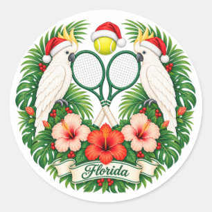 Custom Florida Christmas Tropical Tennis Stickers