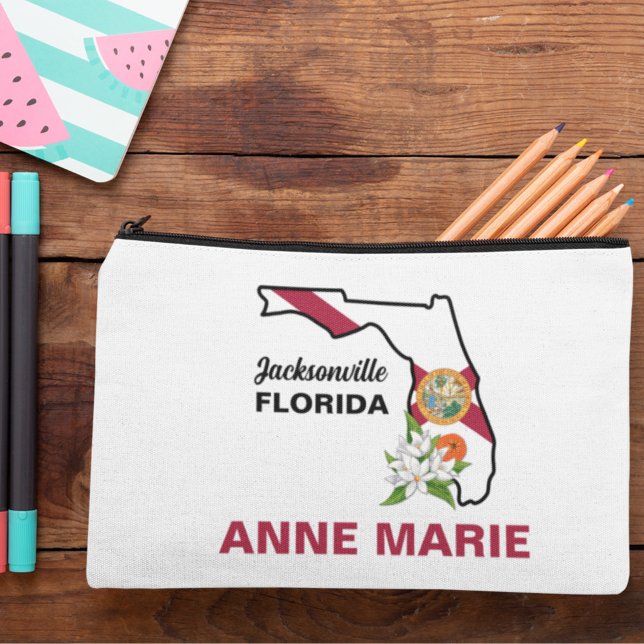 Custom Florida Flag State Flower Orange Blossom Accessory Pouch (Creator Uploaded)