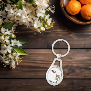 Custom Florida Flag State Flower Orange Blossom Key Ring