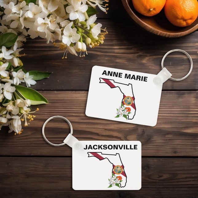 Custom Florida Flag State Flower Orange Blossom Key Ring (Creator Uploaded)