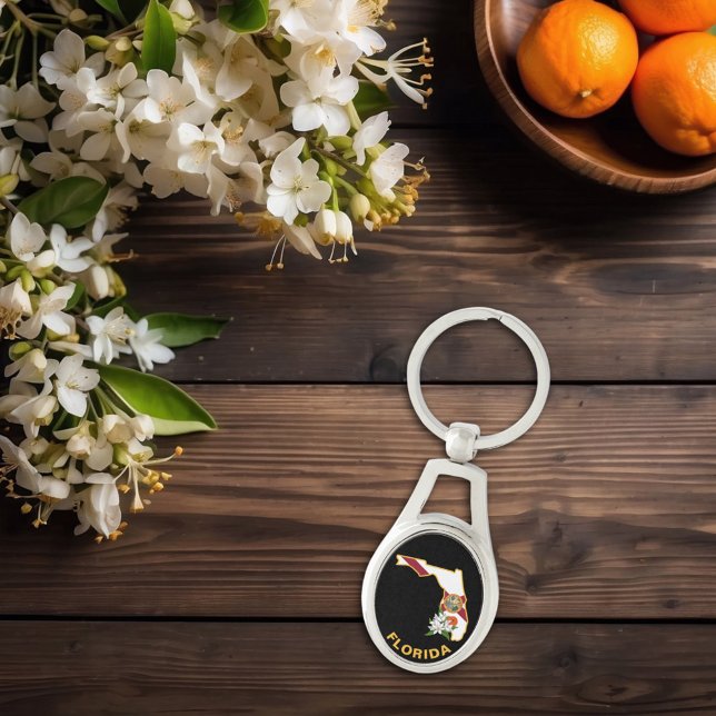 Custom Florida Flag State Flower Orange Blossom Key Ring (Creator Uploaded)