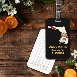 Custom Florida Flag State Flower Orange Blossom Luggage Tag