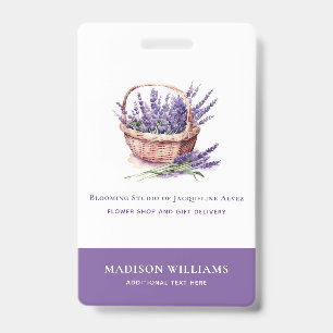 Custom Florist Business Watercolor Lavender ID Badge