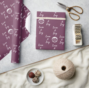 Custom Florist Logo Purple 'Love and Joy' Wrapping Paper