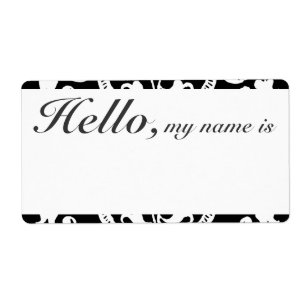 Custom Flourish Border Name Tag B&W