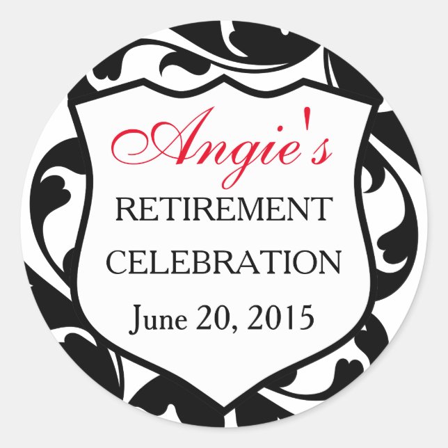 Custom Flourish Swirls Police Badge Classic Round Sticker (Front)