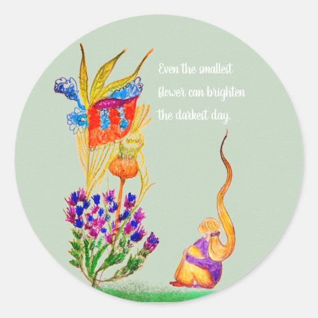 Custom Flower and girl Classic Round Sticker (Front)