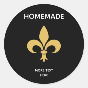 Custom Flower and Homemade Text on Black Classic Round Sticker