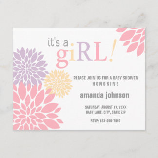 Custom Flower Baby Shower Girl Invitation