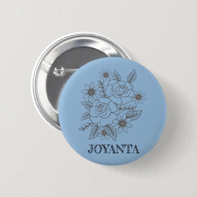 Custom Flower design white Joyanta 6 Cm Round Badge (Front & Back)