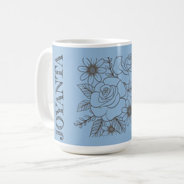 Custom Flower design white Joyanta Coffee Mug (Front Left)