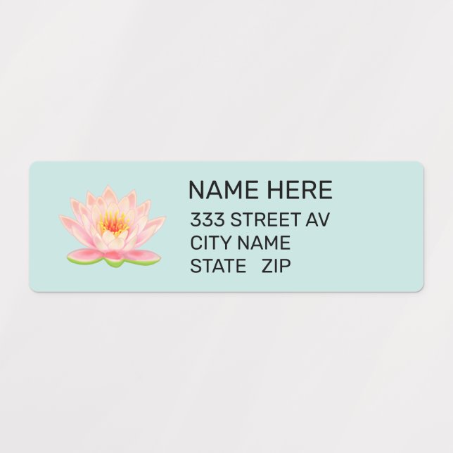Custom Flower on Light Blue Address Labels (Design 1)