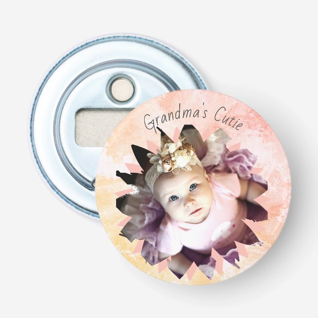 Custom Flower Shape Photo Pastel Watercolor Bottle Opener (Front)