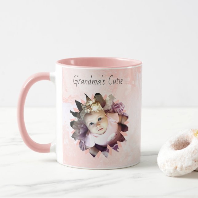 Custom Flower Shape Photo Pastel Watercolor Mug (With Donut)