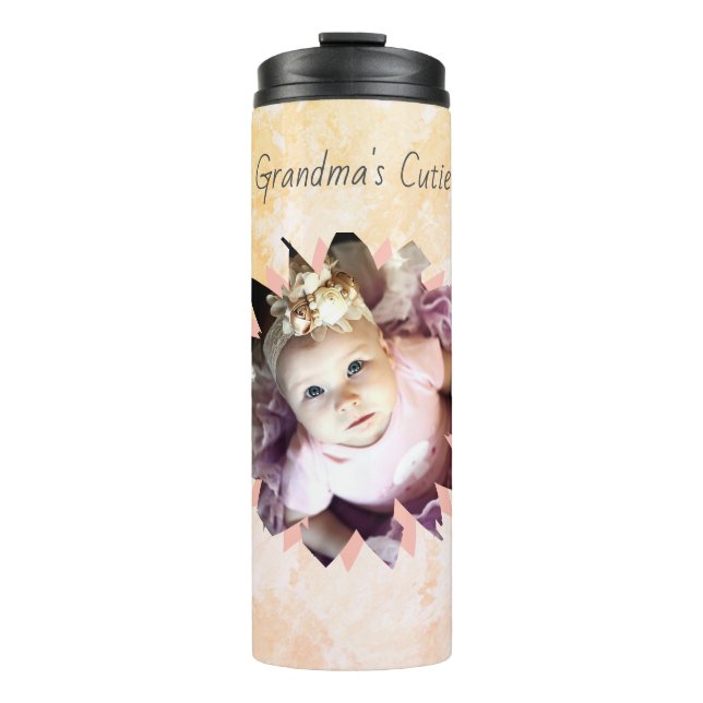 Custom Flower Shape Photo Pastel Watercolor Thermal Tumbler (Front)