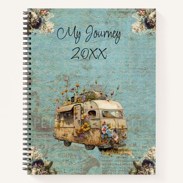 Custom Flower Trailer Travel Notebook (Front)