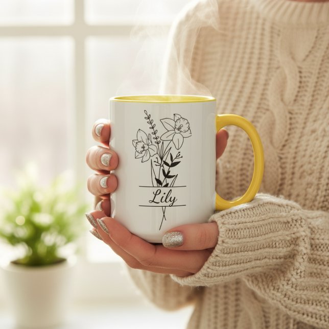 Custom Flowers Bouquet Flowers Mug (tasse bouquet jonquilles narcisses personnalisée)