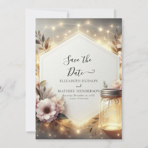 Custom Flowers Mason Jar Wedding Save The Date