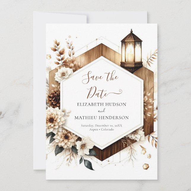 Custom Flowers Rustic Wedding Save The Date (Front)