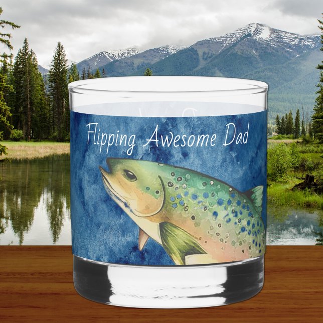 Custom Fly Fisherman Father gift  Whiskey Glass (Creator Uploaded)