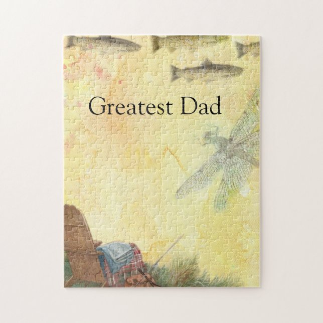 Custom Fly Fishing Illustrated Trout Jigsaw Puzzle (Vertical)
