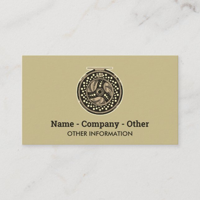 Custom Fly Fishing Reel Design Angler's Business Card (Front)