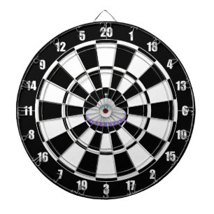 Custom Flying Saucer on Black & White Dartboard