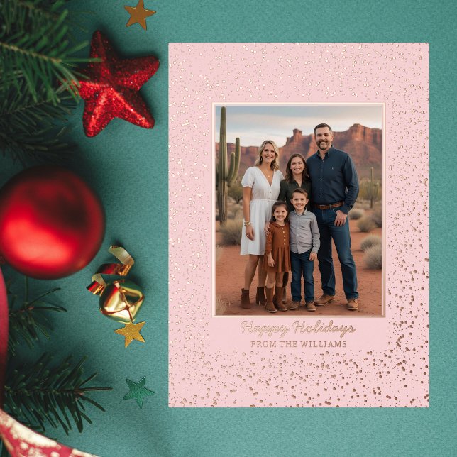 Custom Foil Christmas Card Editable Template Pink (Creator Uploaded)