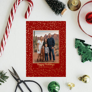 Custom Foil Christmas Card Editable Template Red