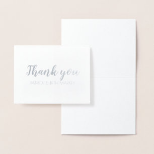 Custom Foil Silver Wedding Name Thank You Card