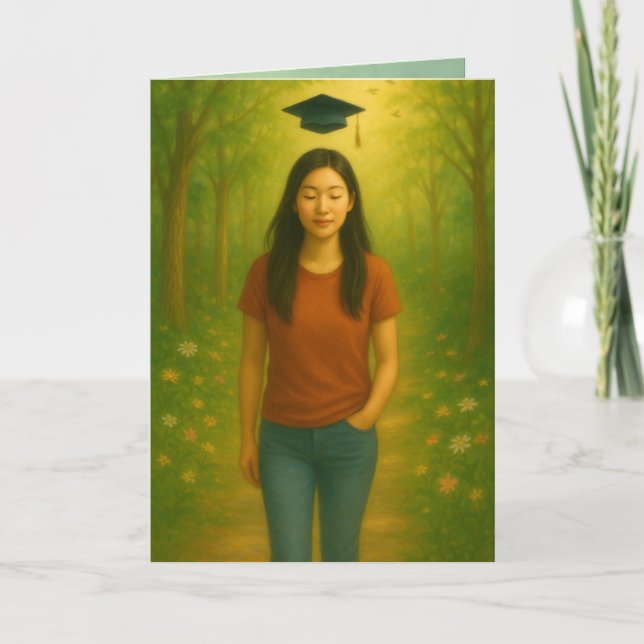 Custom Folded Graduation Card Asian Female (Front)