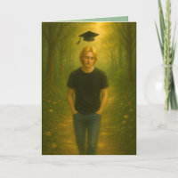 Custom Folded Graduation Card Male w/ Blonde Hair 