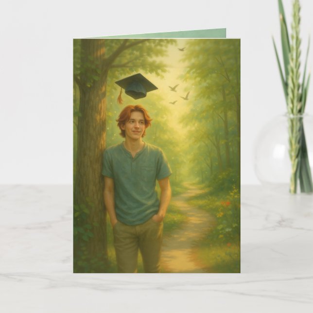 Custom Folded Graduation Card Male with Red Hair  (Front)