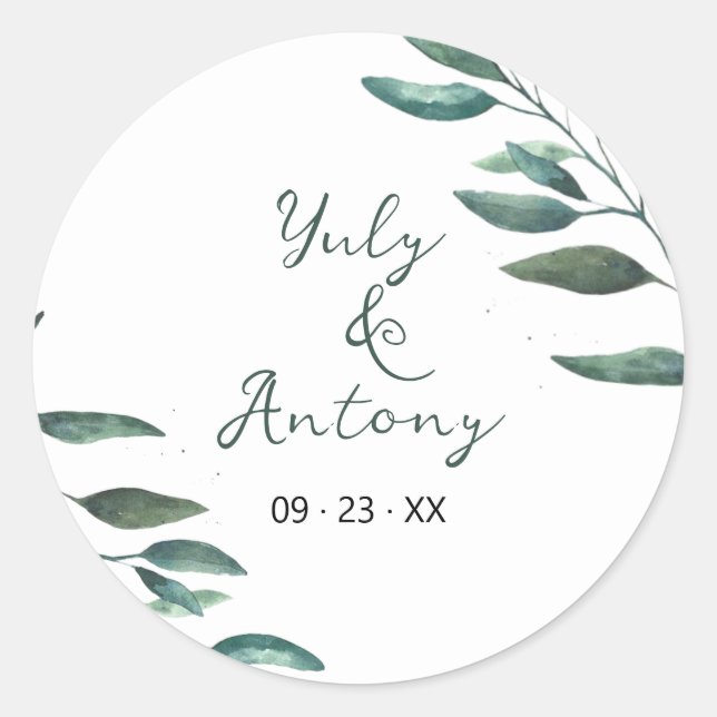 Custom Foliage Botanical Organic Green  Classic Round Sticker (Front)