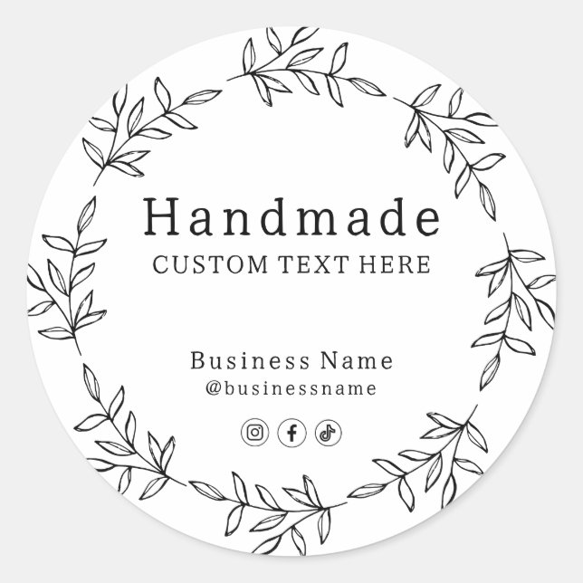 Custom Foliage Handmade Homemade Product Label (Front)