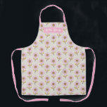Custom Folk Cross Stitch Floral Pattern Apron<br><div class="desc">Bring warmth and tradition to your kitchen with this beautifully designed apron, featuring a charming pattern inspired by traditional Ukrainian folk cross-stitch embroidery. Adorned with delicate pink and yellow floral motifs, this set blends a rustic, handcrafted feel with a modern boho vibe. A thoughtful gift for chefs, bakers, and anyone...</div>