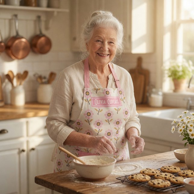 Custom Folk Cross Stitch Floral Pattern Apron (Creator Uploaded)