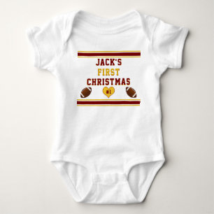 Custom Football Baby's First Christmas One Piece Baby Bodysuit